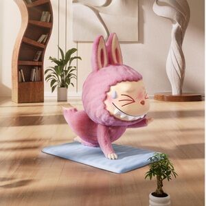 💦 The Monsters Lazy Yoga Series Figure - Sweating - Pink Labubu Figurine